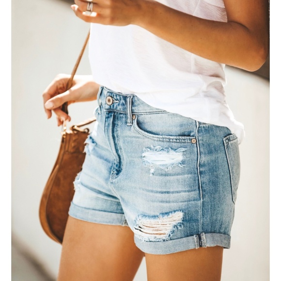 ARIANA Distressed Denim Shorts - Picture 2 of 8